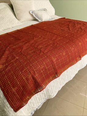 Stefanel Red and Gold Patterned Cotton Throw